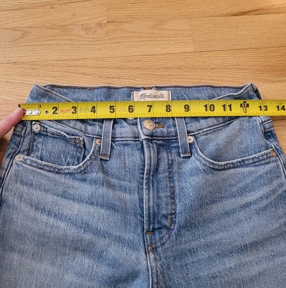 MADEWELL THE PERFECT VINTAGE JEANS HIGH RISE COMFORT STRETCH RAW HEM 25 PETITE - Picture 10 of 13